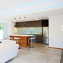 kitchen, white kitchen, white living room, open plan living, white lounge, efficient home