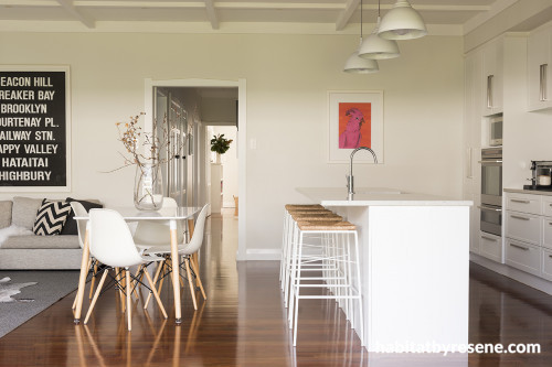 kitchen, white, bungalow, renovating a bungalow, bungalow renovation, white kitchen, resene merino