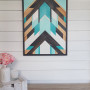 wall art, resene artwork, geometric art, wooden wall art, diy inspiration, resene java, gift idea