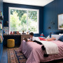 bedroom, blue bedroom, dark blue paint, children's bedroom, interior design