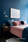 bedroom, blue bedroom, dark blue paint, children's bedroom, interior design