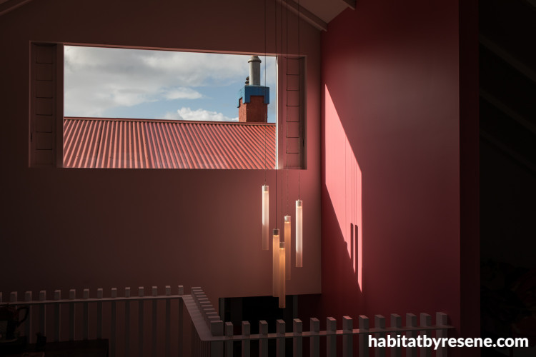 Window, feature wall, statement wall, pink wall, white, ceiling, Resene