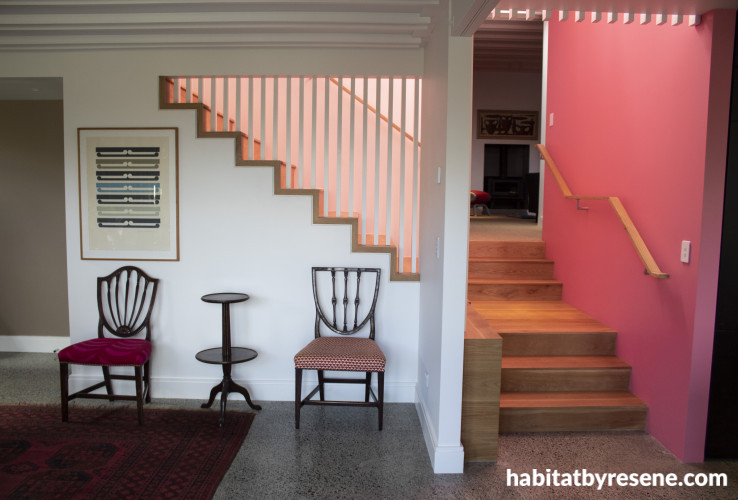 Dining room, accent wall, pink wall, neutrals with pink, Resene