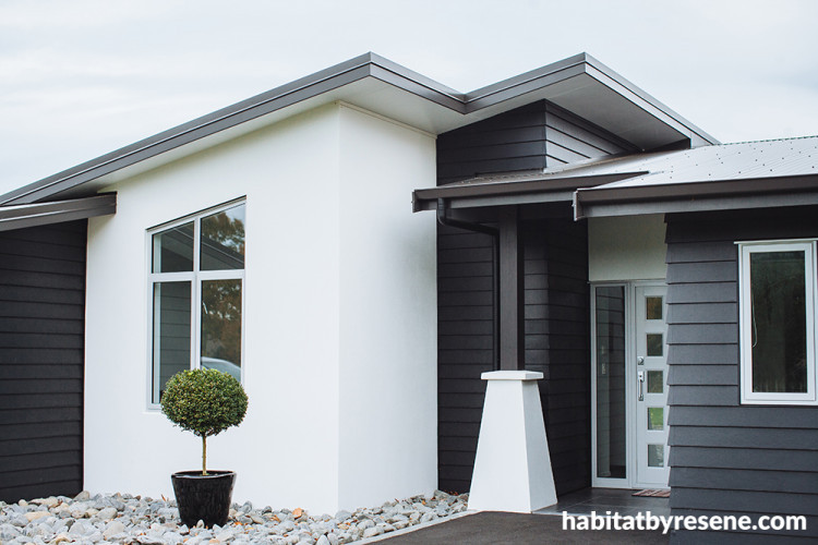 house exterior, black and white exterior, black and white paint, contemporary home 