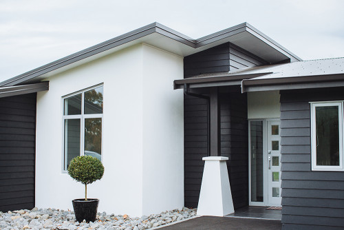 house exterior, black and white exterior, black and white paint, contemporary home