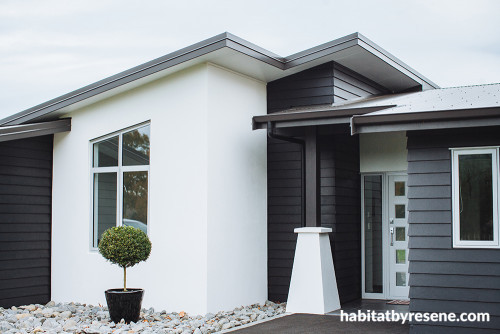house exterior, black and white exterior, black and white paint, contemporary home 