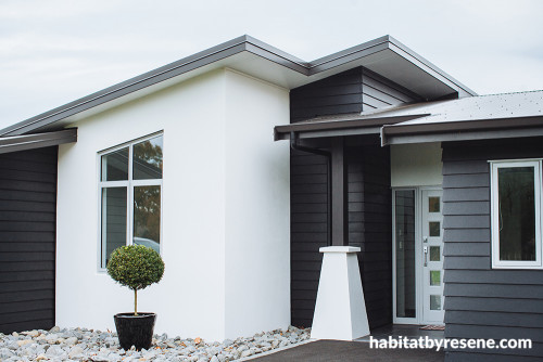 house exterior, black and white exterior, black and white paint, contemporary home
