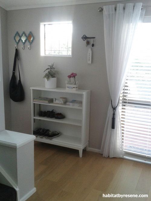coastal cottage, neutrals, entranceway, white entranceway, hallway, white hallway