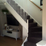 coastal cottage, neutrals, stairwell, white stairwell, rope banister, staircase
