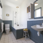 bathroom, blue, tongue and groove, dado
