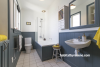 bathroom, blue, tongue and groove, dado