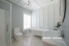bathroom, white bathroom, blue bathroom, blue feature wall, pastel blue