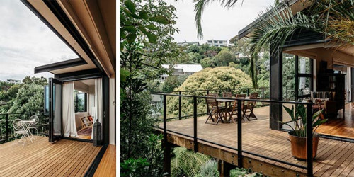 house exterior, stained deck, black house, black exterior, indoor outdoor flow, resene stain