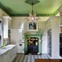 green kitchen, interior design, green interior, green ceiling, kitchen ideas, kitchen design