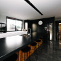 kitchen, black kitchen, resene nero, black and white kitchen, black benchtop, dark kitchen