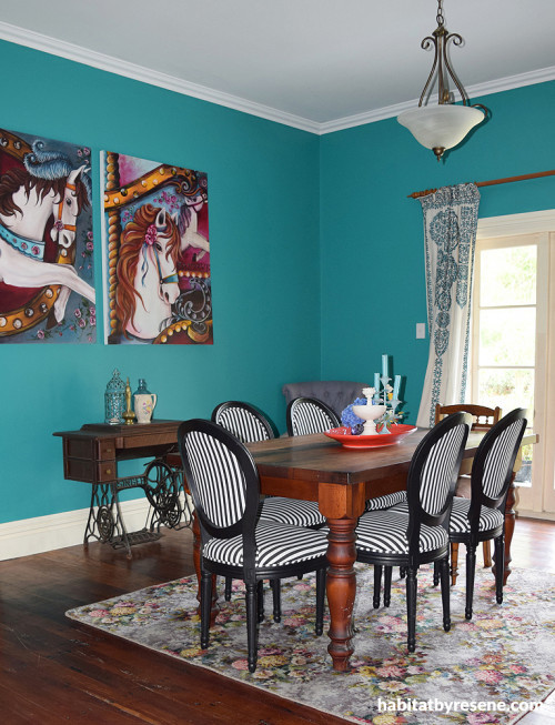 dining, blue, green