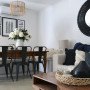 dining room, lounge, black and white living area, monochrome dining room, resene black white