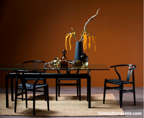 dining room inspiration, dining room ideas, brown feature wall, dining room decor, home decor ideas