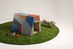 dog house, painted dog house, geometric pattern, paint ideas, resene paint 