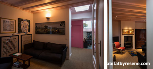 Den, batten ceiling, ceiling, sky light, hallway, stairwell, living room, Resene