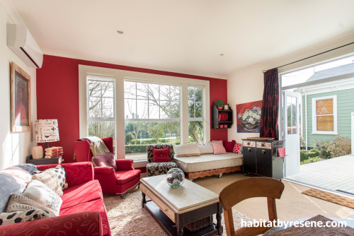 lounge, living room, red