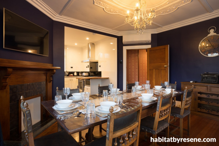 ornate homes, character homes, bed and breakfast, dark interiors, black walls