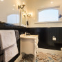 bathroom, black, glossy black, tongue and groove, black bathroom