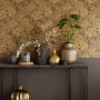 feature wall, leaf wallpaper, nature inspired wall, brown wallpaper, brown feature wall