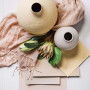 flatlay, moodboard, paint swatches, styling ideas, pink, orange, vases, design ideas