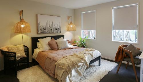 white bedroom, pink and white bedroom, daughters bedroom, resene half milk, resene alabaster