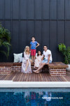 house exterior, black exterior, pool area, swimming pool, resene black
