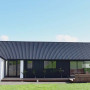 house exterior, black house, black exterior, monochromatic, black and white home 