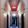 hallway, entranceway, red ceiling, salmon paint, interior design, painted ceiling