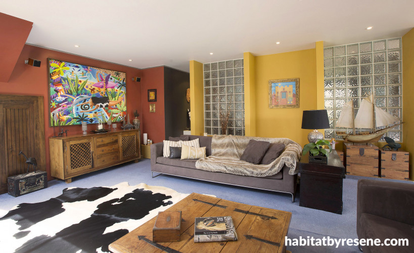 red living room, lounge, yellow living room, red paint, yellow paint