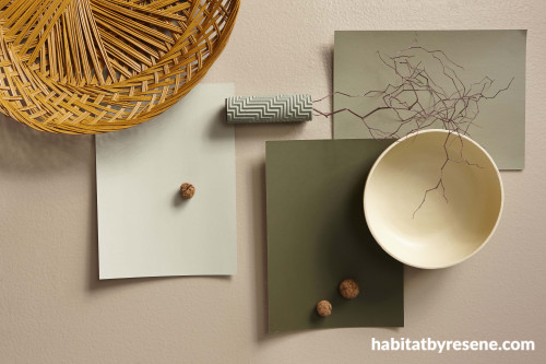 flatlay, green, inspiration, renovation, home inspiration