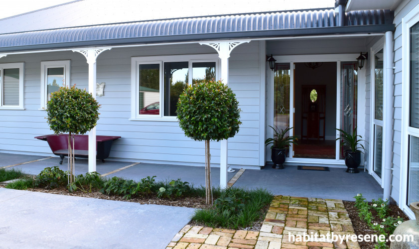 exterior, white exterior, villa, resene exterior, silver chalice