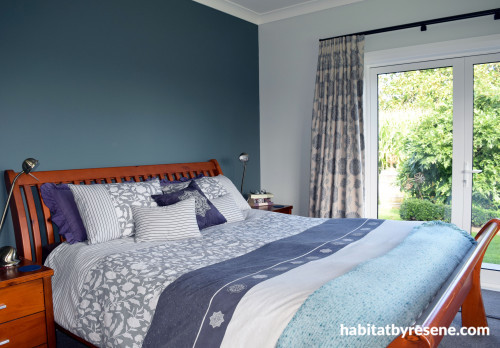 blue, feature wall, blue feature wall, duck egg blue, master bedroom