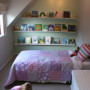 villa, children's bedroom, kids bedroom, green bedroom, green feature wall, girls bedroom