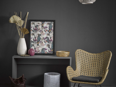 A sophisticated slate bedroom gets a tropical twist A sophisticated slate bedroom gets a tropical twist