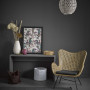 grey reading corner, grey bedroom, dark grey room, dark room, resene bokara grey