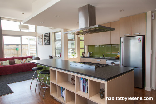 white, green, kitchen, white kitchen, wood kitchen, green splashback