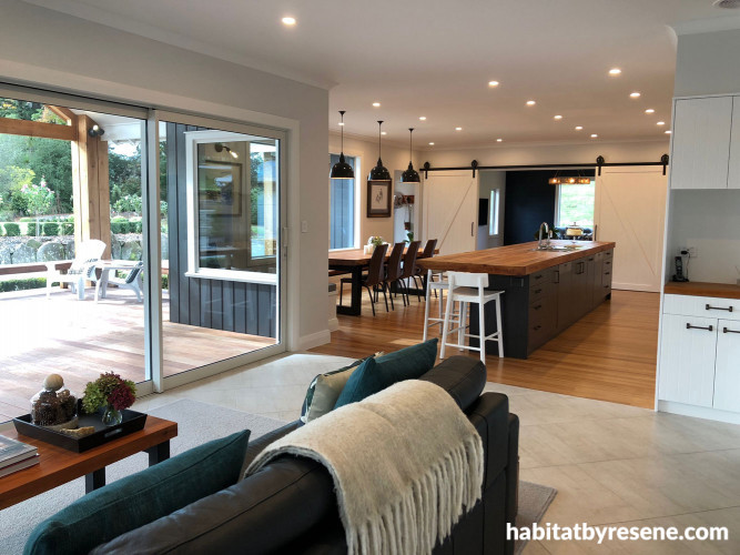 white, lounge, living room, resene double black white, resene half black white, gisborne, farmhouse