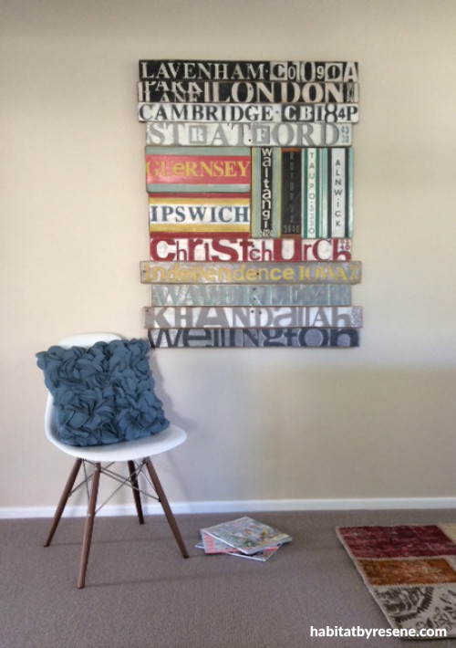 hallway, typography artwork, white hallway, entranceway, white entranceway
