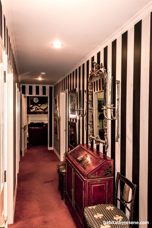 painted stripes, hallway, entrance way,