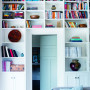 bookshelves, study, shelving, white bookshelves, living room, home office, white study