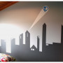 kid's bedroom, children's bedroom, feature wall, black and white paint, superhero wall, interior
