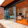 holiday cabin, deck, timber, exterior, resene foundry, indoor outdoor flow