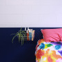 diy, dark blue paint, indigo headboard, bedroom, make your own bedhead