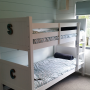 bunks, childrens rooms, white, bedroom, guest room, bunk beds, white, pale green