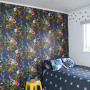 bedroom, kids bedroom, childrens bedroom, feature wall, feature wallpaper, animal print wallpaper